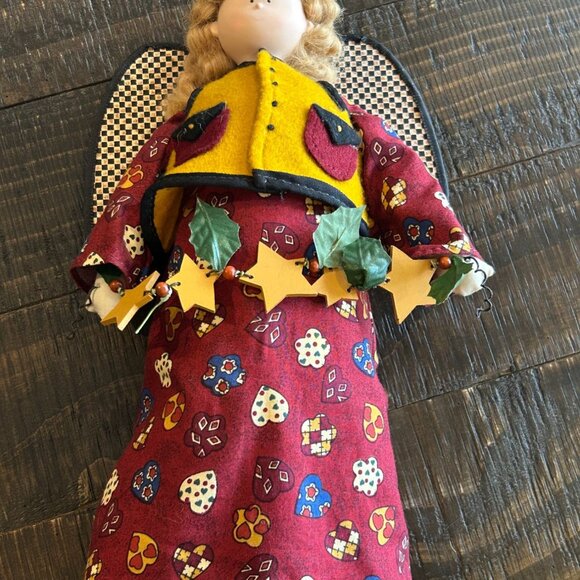 Vintage Mervyns Angel Doll With Felt Vest & Star Garland Christmas Cottage - Picture 9 of 11